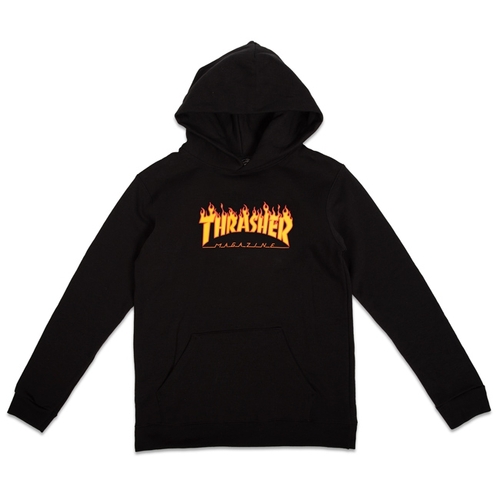 THRASHER Youth Flame Logo Hood (Black)